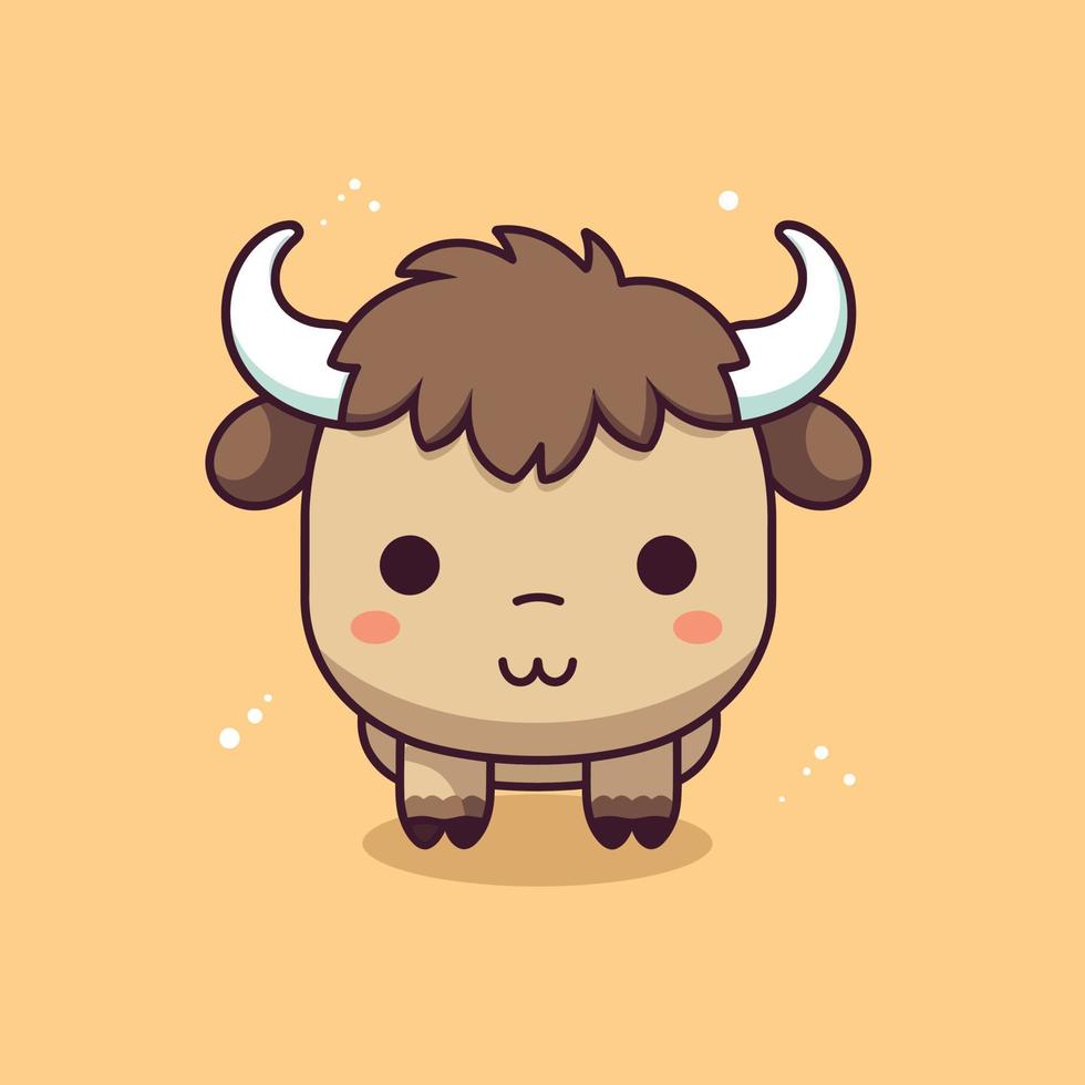 Cute kawaii buffalo chibi  mascot vector cartoon style