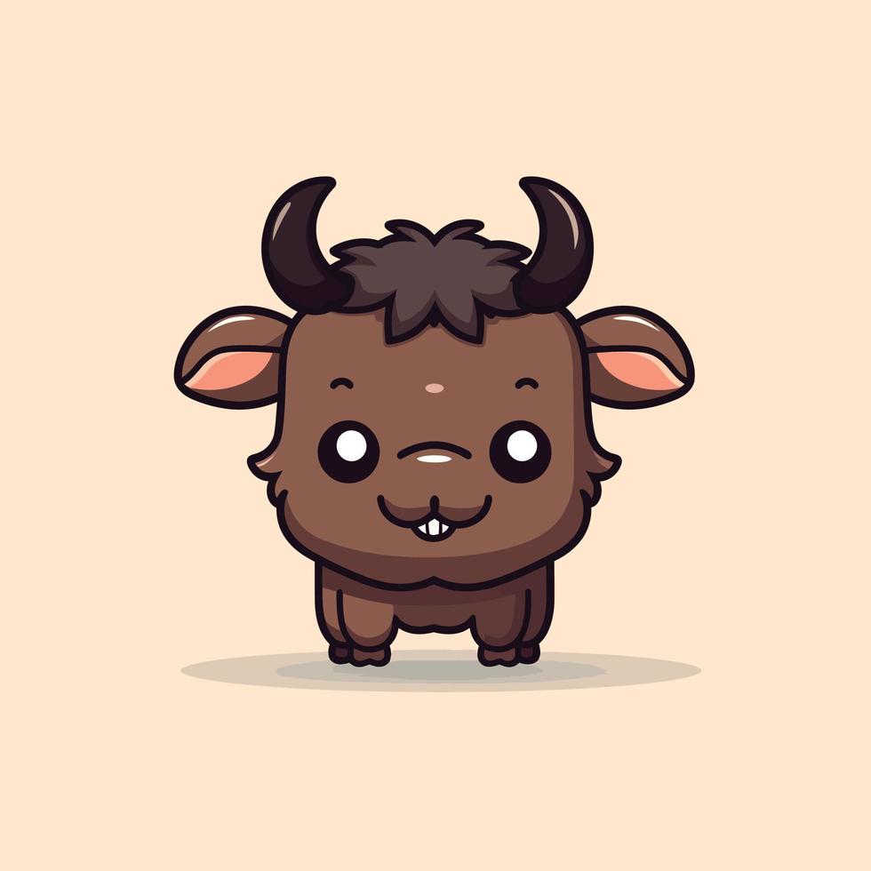 Cute kawaii buffalo chibi  mascot vector cartoon style