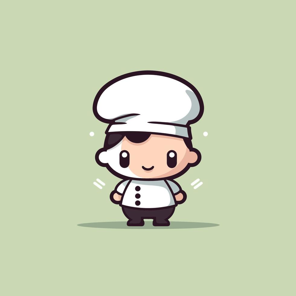 linda kawaii cocinero chibi mascota vector dibujos animados estilo