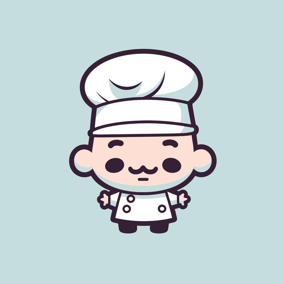 Cute kawaii chef chibi  mascot vector cartoon style