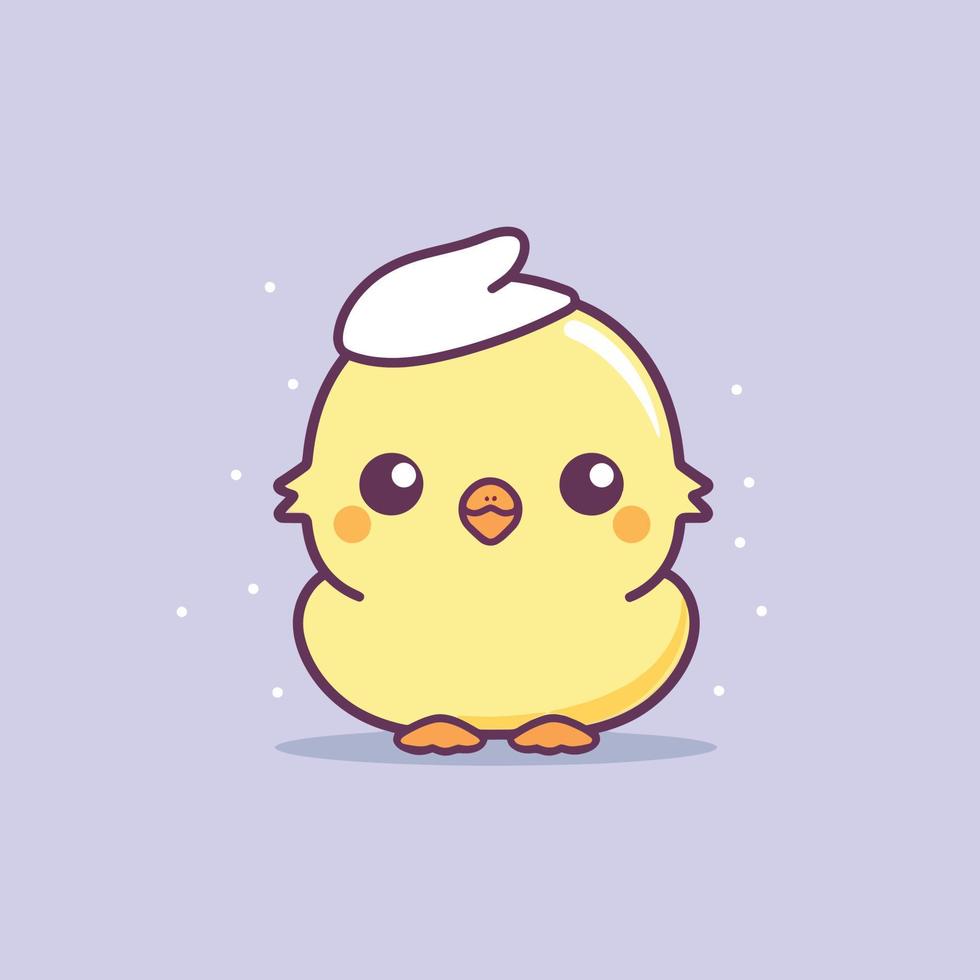 linda kawaii pollo chibi mascota vector dibujos animados estilo