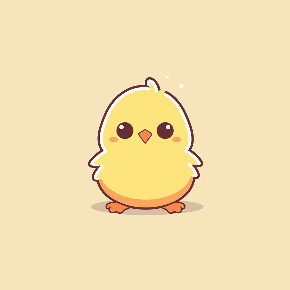 Cute kawaii chicken chibi  mascot vector cartoon style