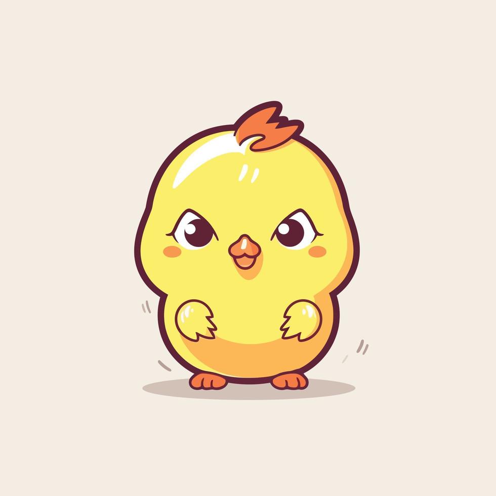 linda kawaii pollo chibi mascota vector dibujos animados estilo