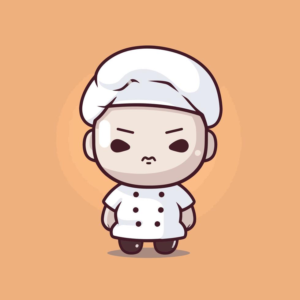 Cute kawaii chef chibi  mascot vector cartoon style