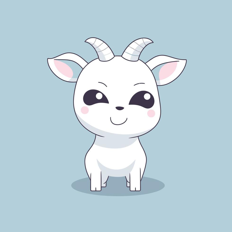 Cute kawaii goat chibi  mascot vector cartoon style