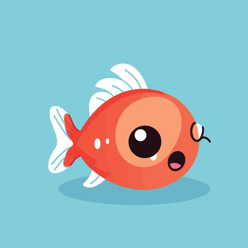 Cute kawaii fish chibi  mascot vector cartoon style