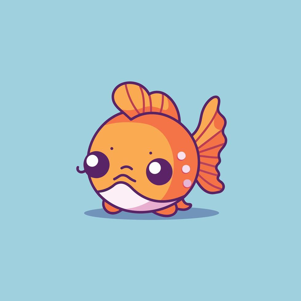 Cute kawaii fish chibi  mascot vector cartoon style