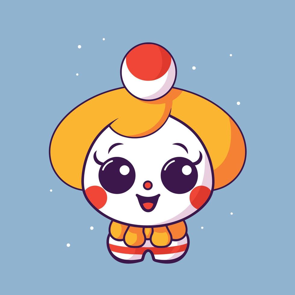 linda kawaii payaso chibi mascota vector dibujos animados estilo