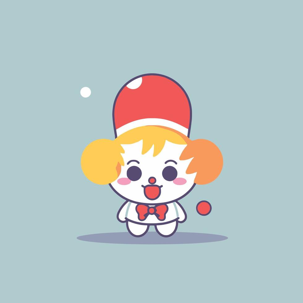 linda kawaii payaso chibi mascota vector dibujos animados estilo