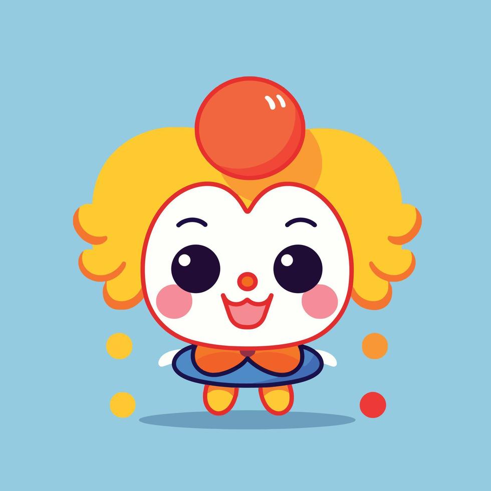 linda kawaii payaso chibi mascota vector dibujos animados estilo