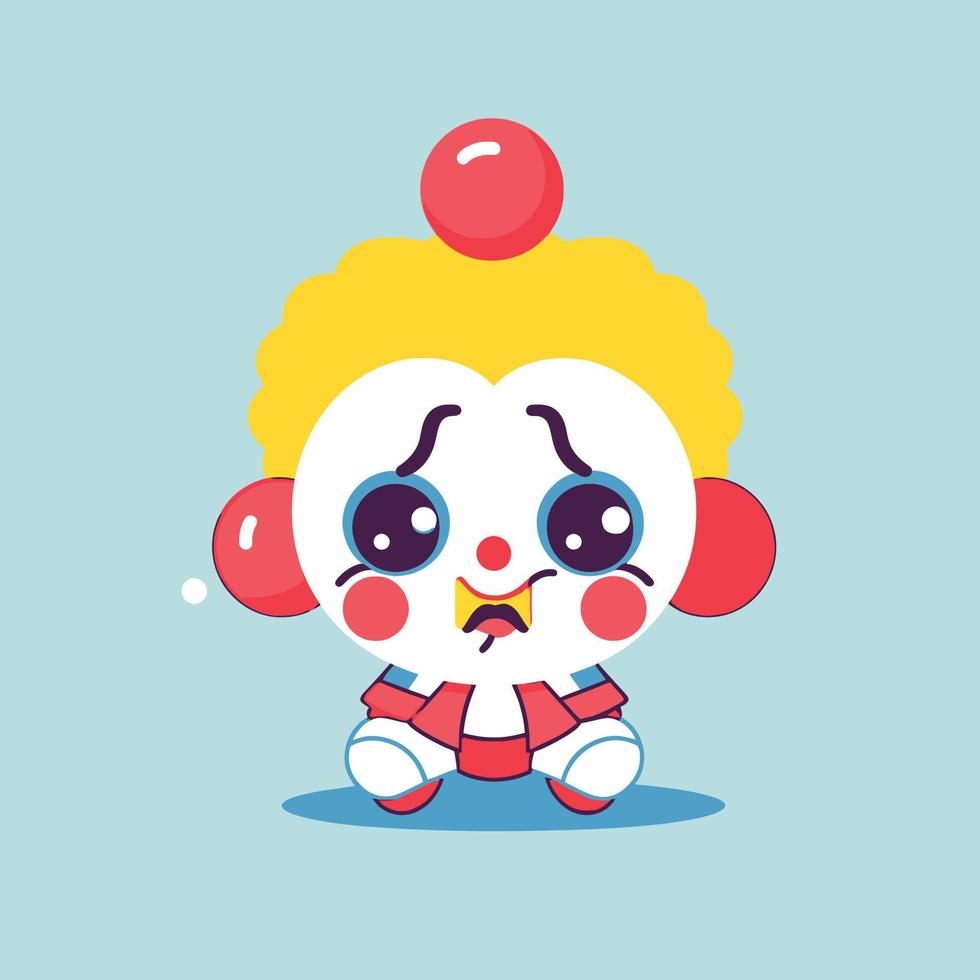 linda kawaii payaso chibi mascota vector dibujos animados estilo