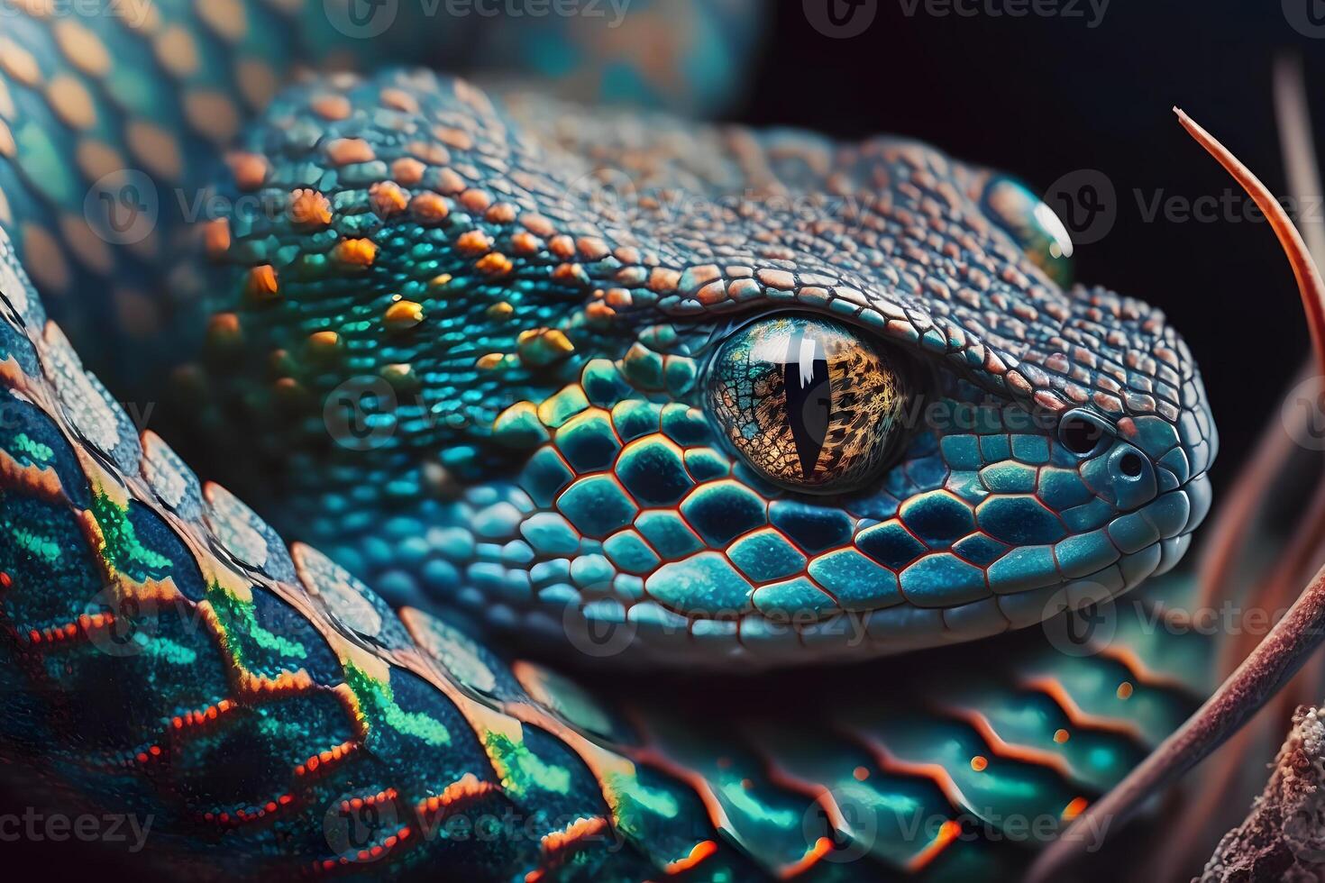 beautiful colorful snake, brazilian rainbow boa. Neural network photo