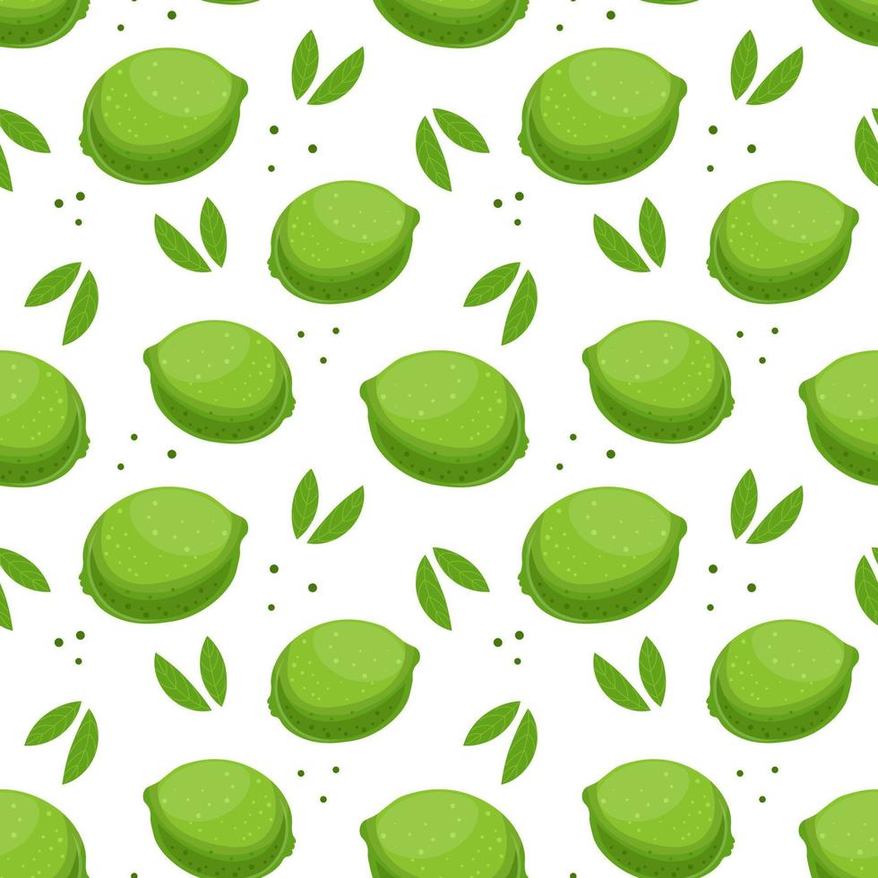 sin costura patrón, vistoso limas y hojas en un blanco antecedentes. Fruta fondo, imprimir, textil, vector