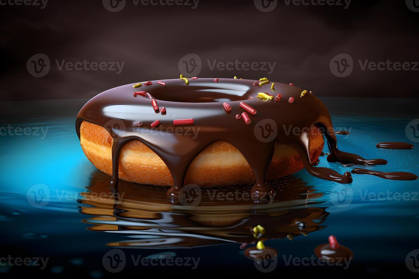 Donut with colorful sprinkles. Neural network photo