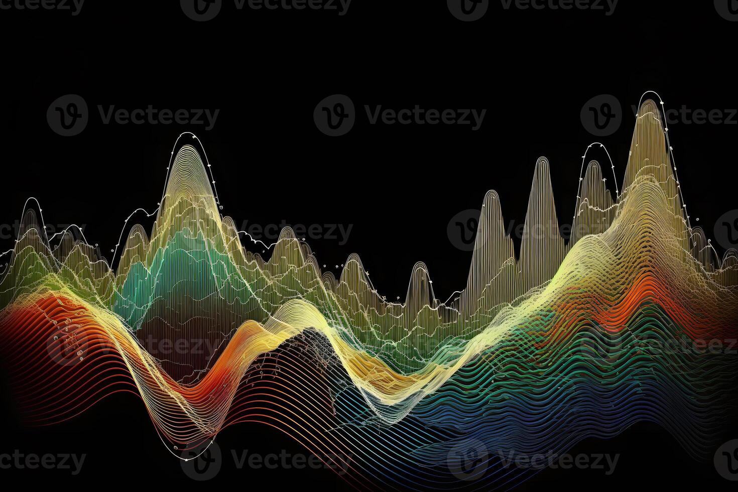 equalizer sound-wave rainbow background. Neural network photo