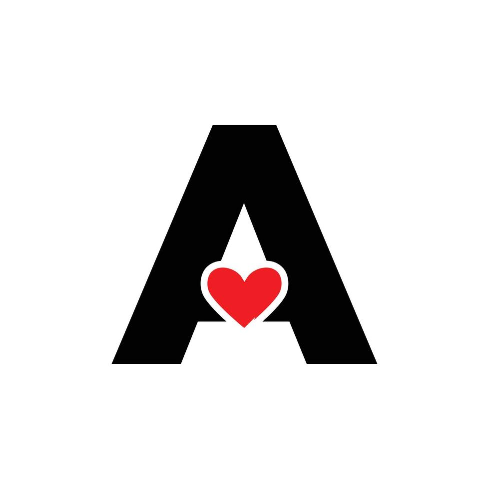 Letter A with red heart monogram. A heart icon. vector