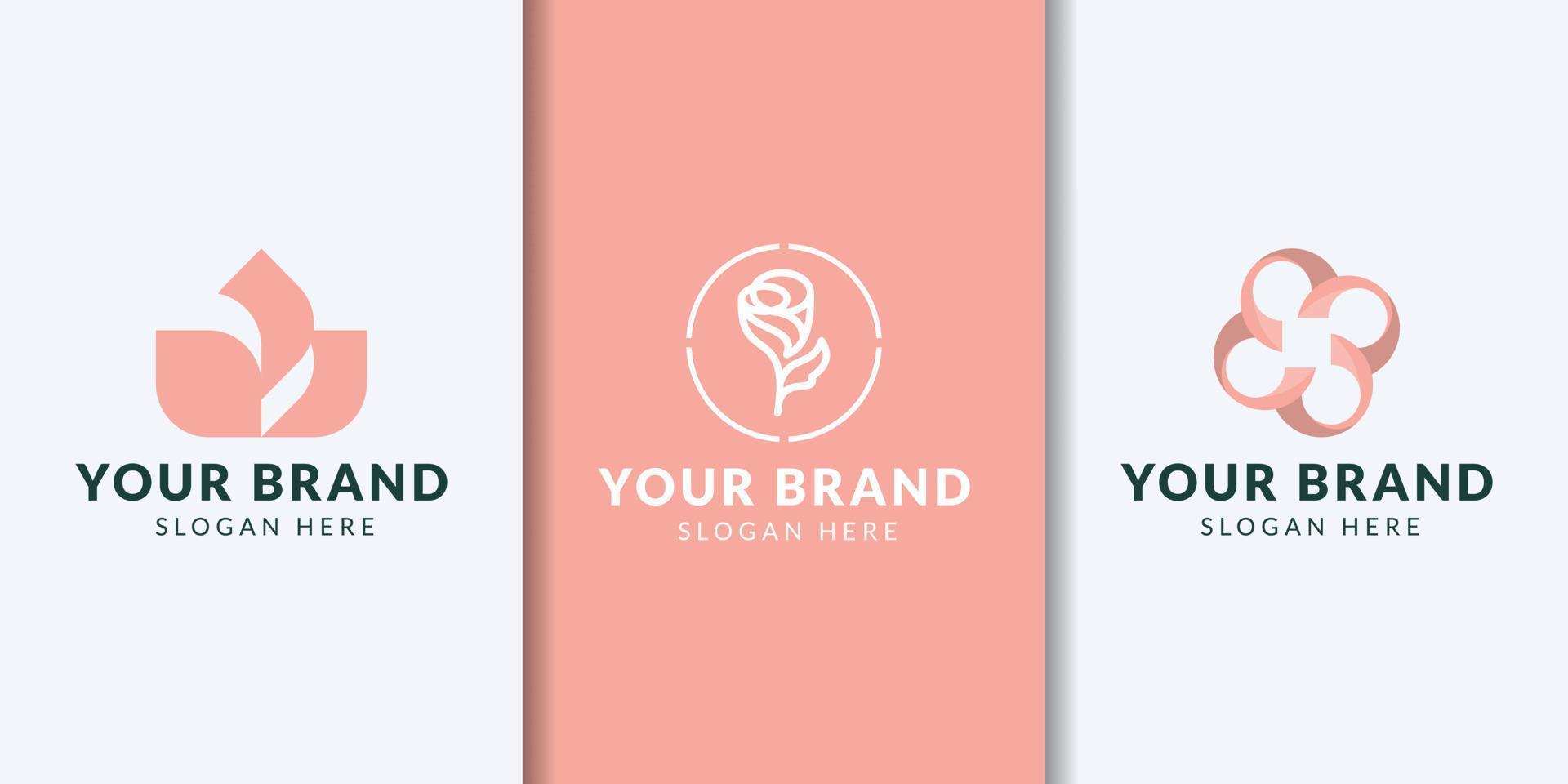 A set of beauty Studio logos in a minimalistic simple linear style vector