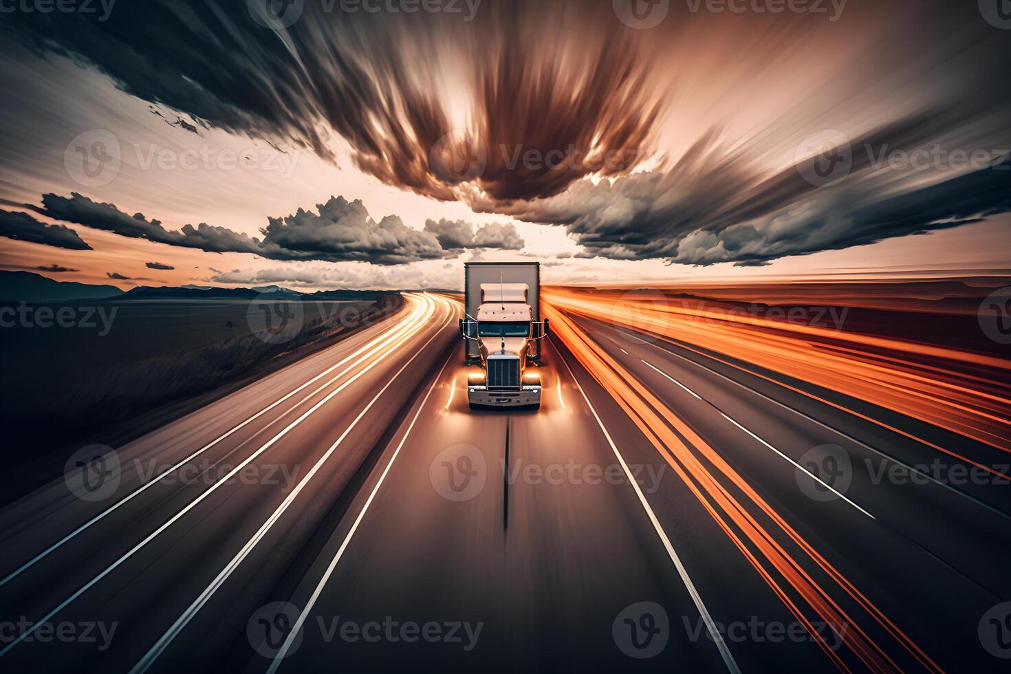 trucker car rides. Neural network photo