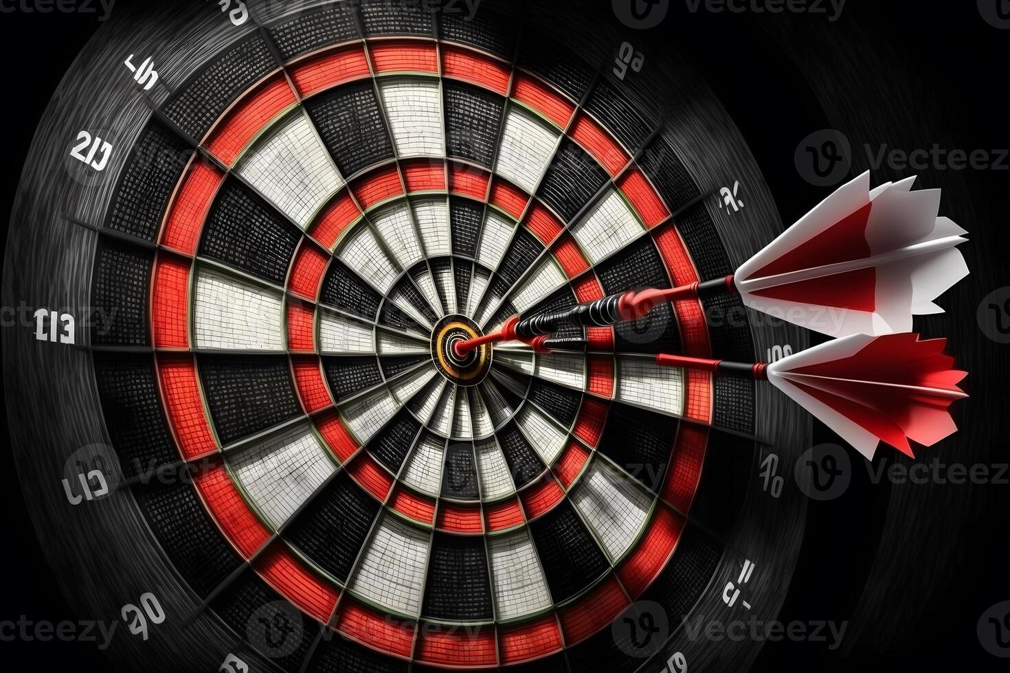 The darts isolated on black background. Neural network photo