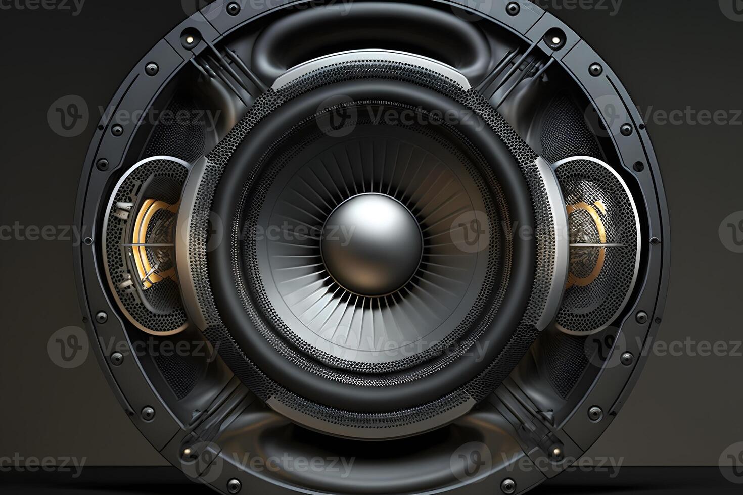 Subwoofer dynamic membrane or sound speaker. Neural network photo