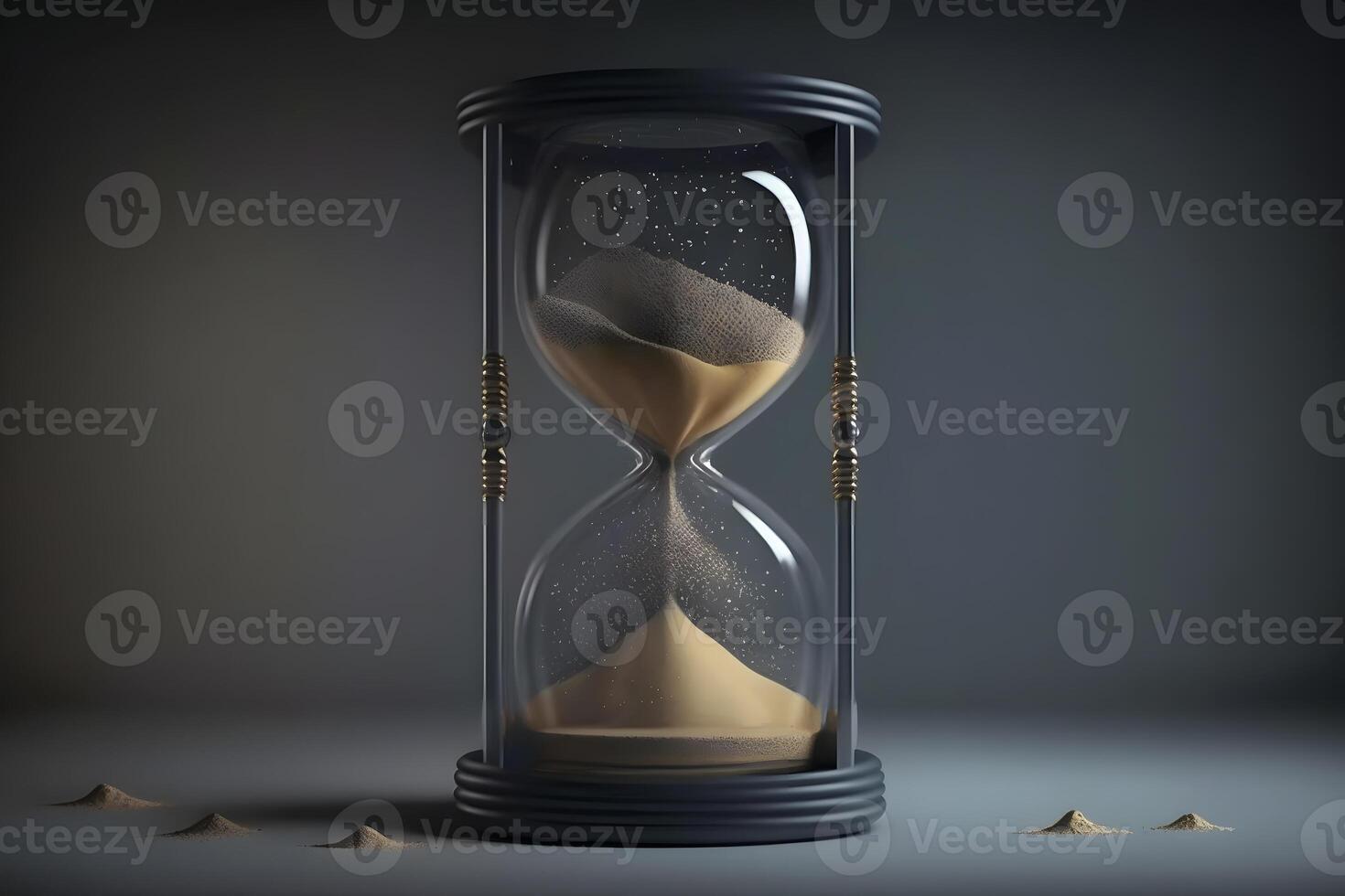Sand running through the bulbs of an hourglass measuring the passing time in a countdown to a deadline. Neural network photo
