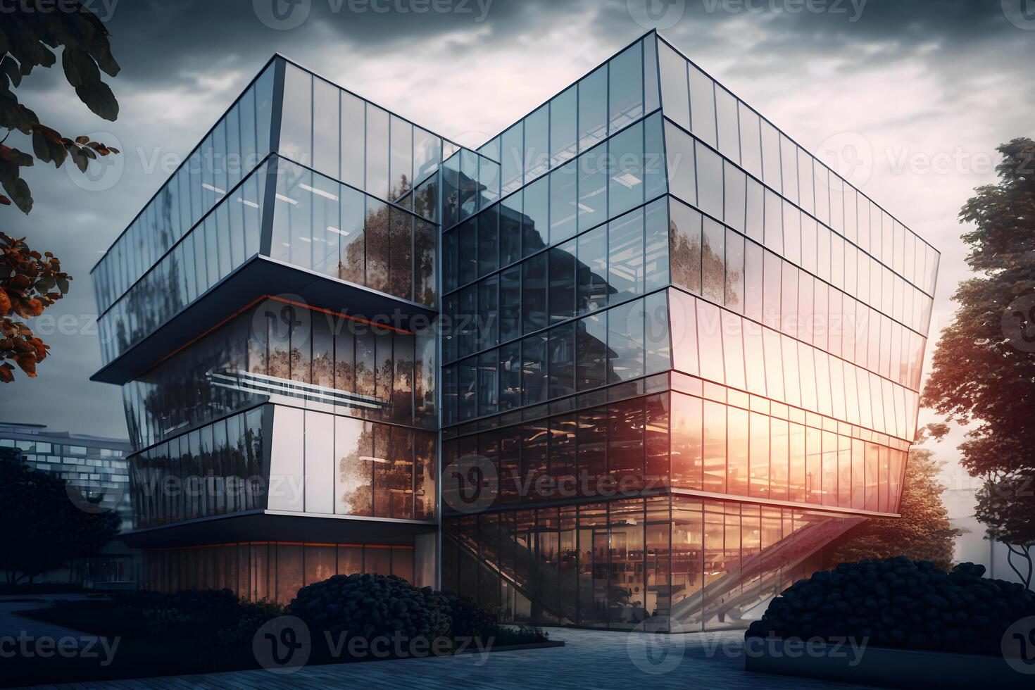 Modern office building, business center. Neural network photo