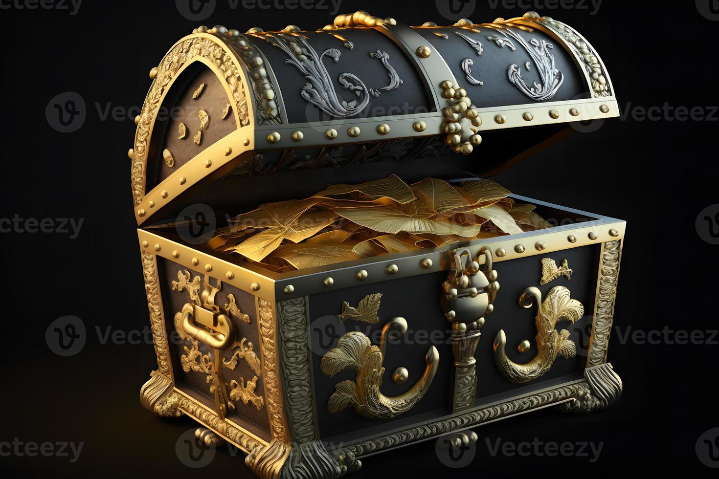 Open treasure chest stock photo containing box and chest