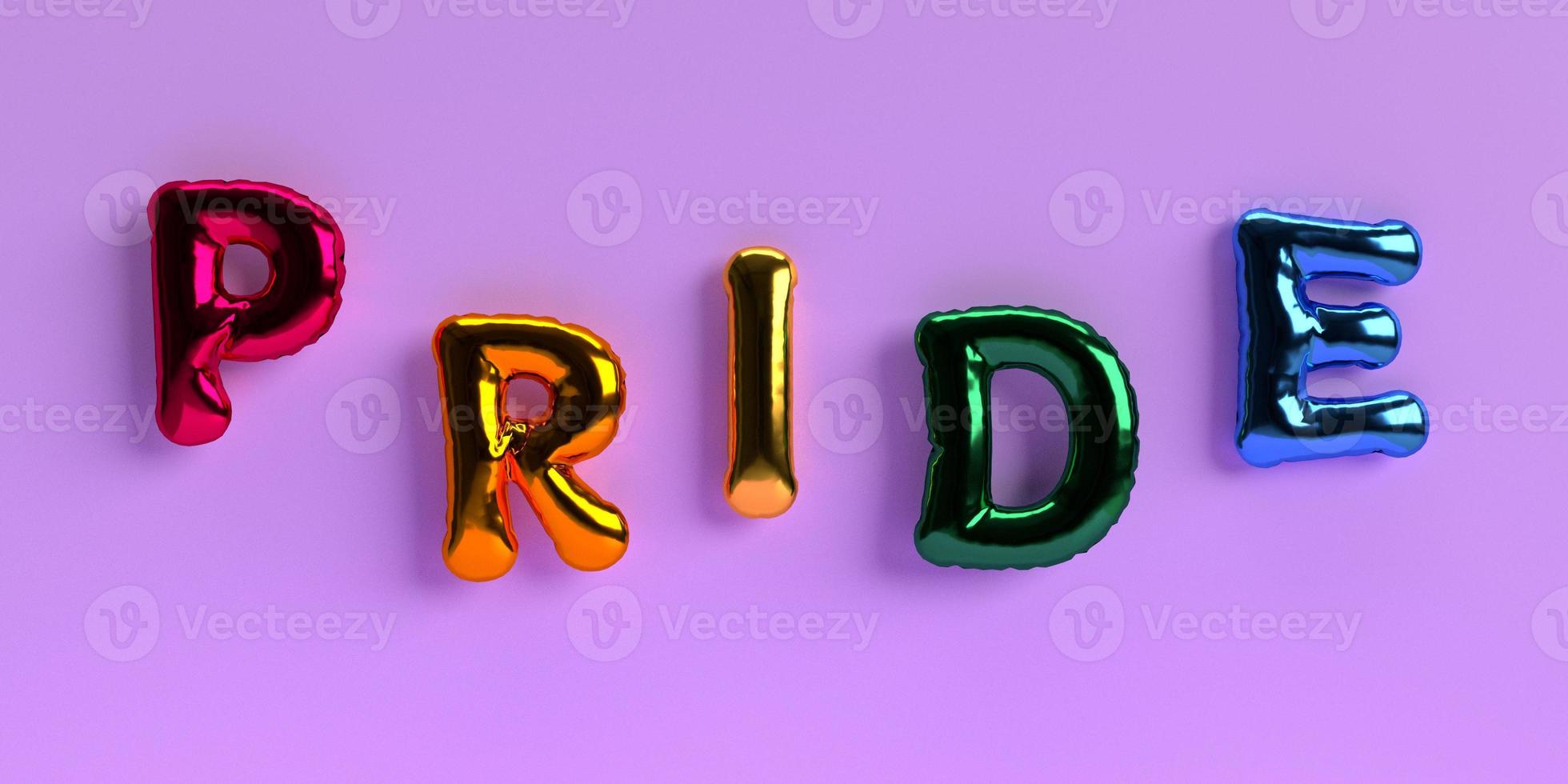 Pride font text calligraphy colorful rainbow symbol sign gay lesbian homosexual bisexual lgbtq love freedom diversity sex freedom international community human right transgender celebration.3d render photo