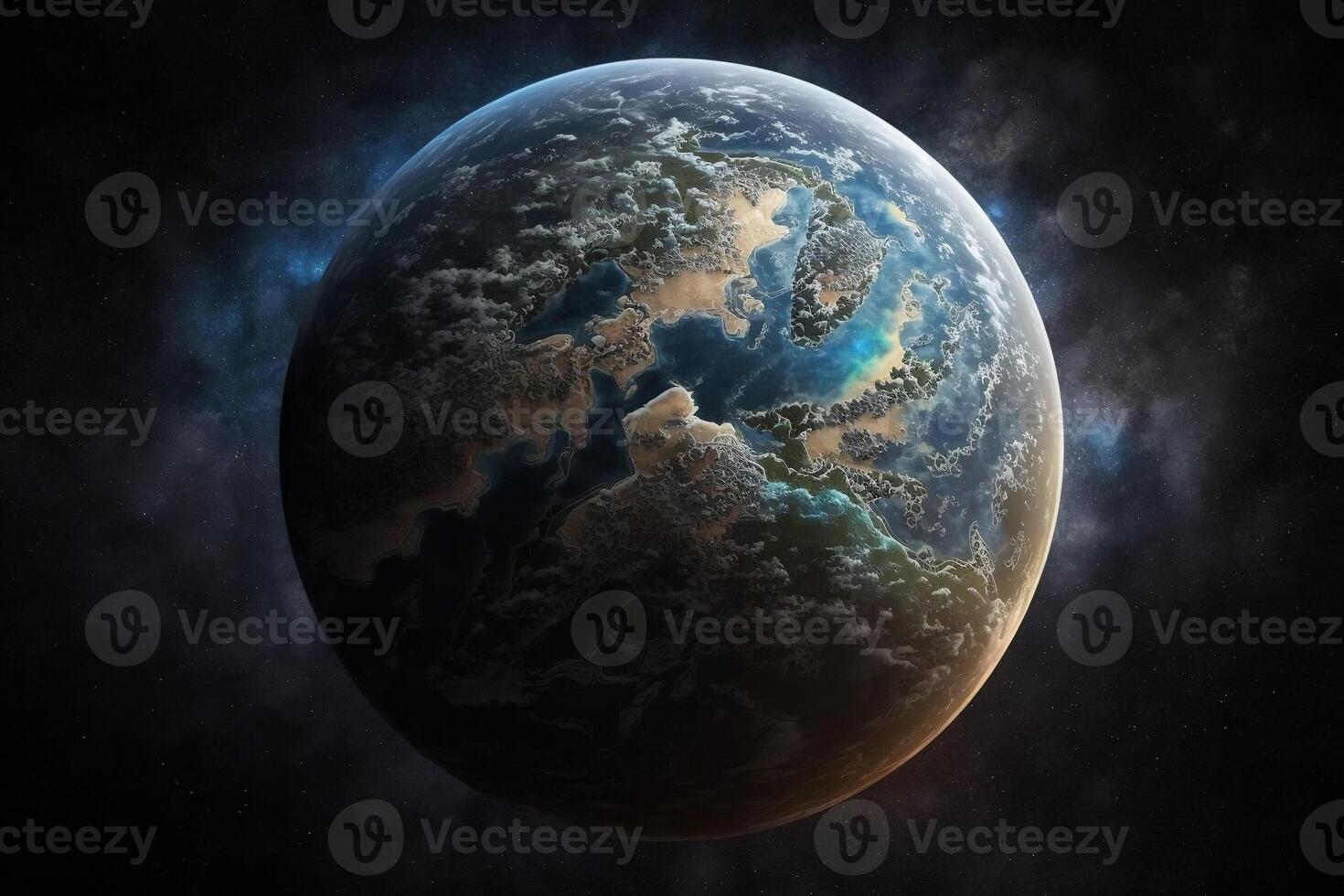 Fantastic planet in outer space. . photo