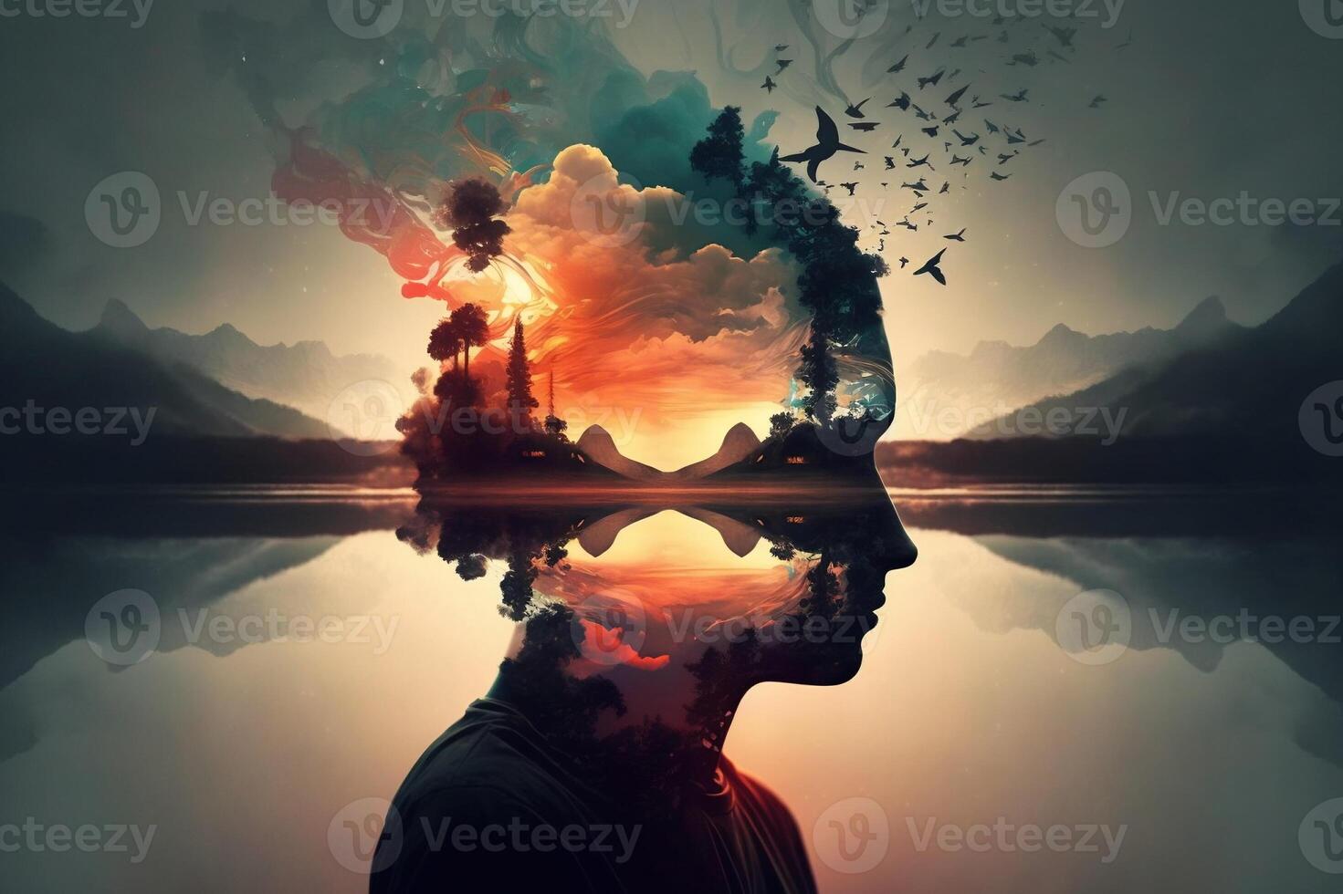 Meditative state of mind concept. photo