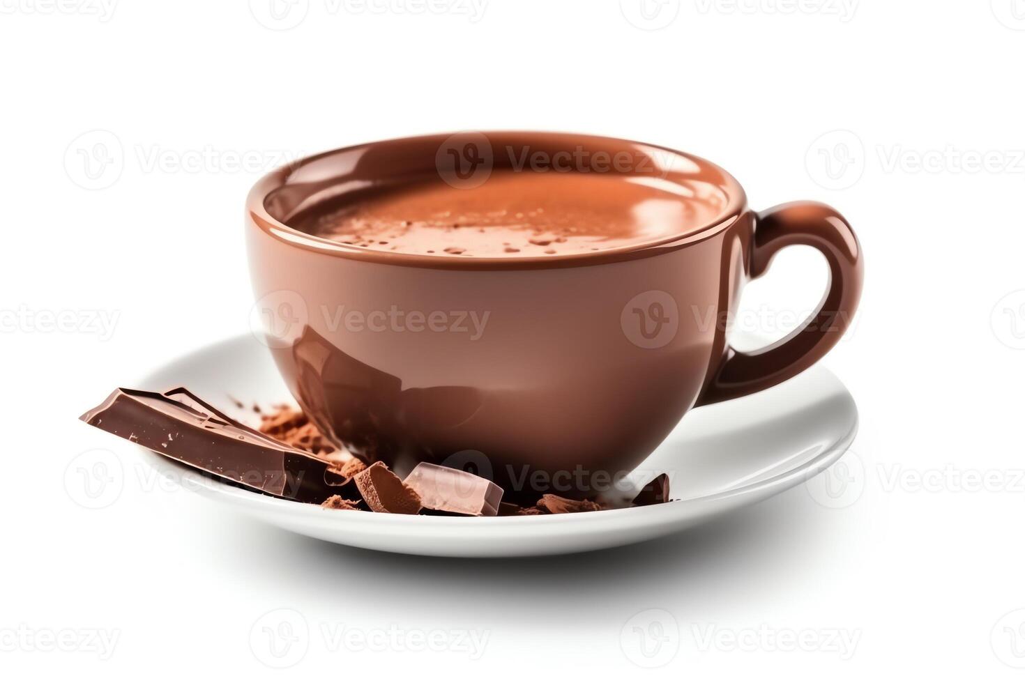 Hot Chocolate Isolated In Closeup On White. photo