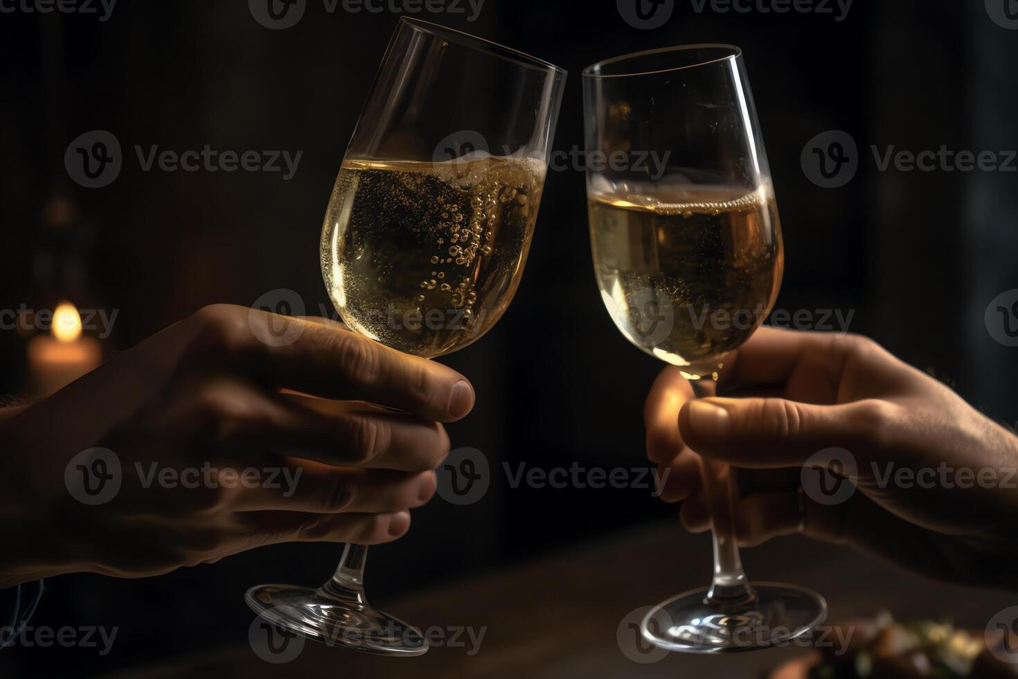 Toasting With Two Champagne Glasses. photo