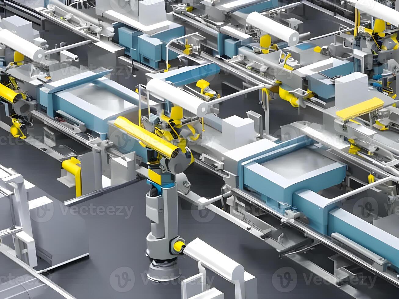 Modern High Tech Industrial Robotic arm on the factory production line production line is being welded. . photo