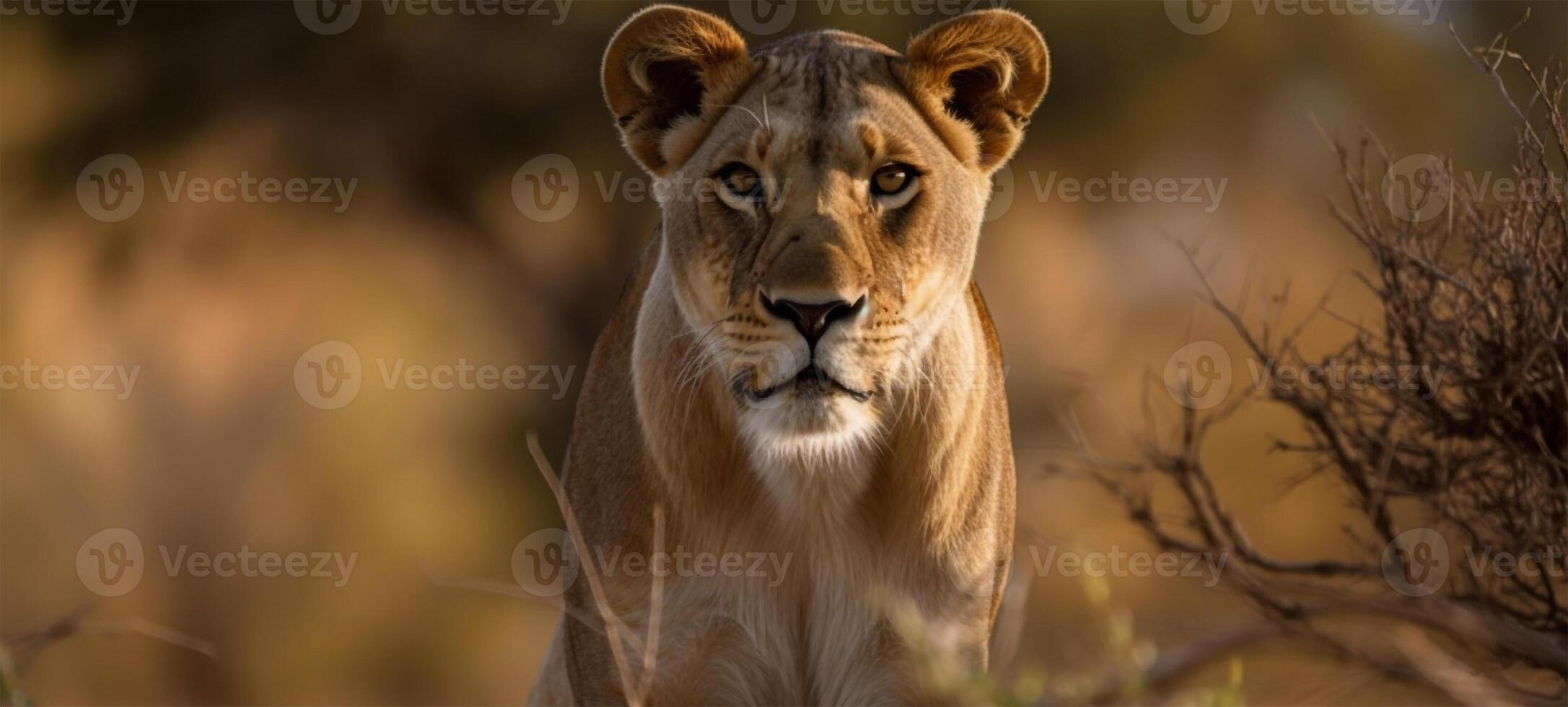 Lioness in natural environment. illustration photo