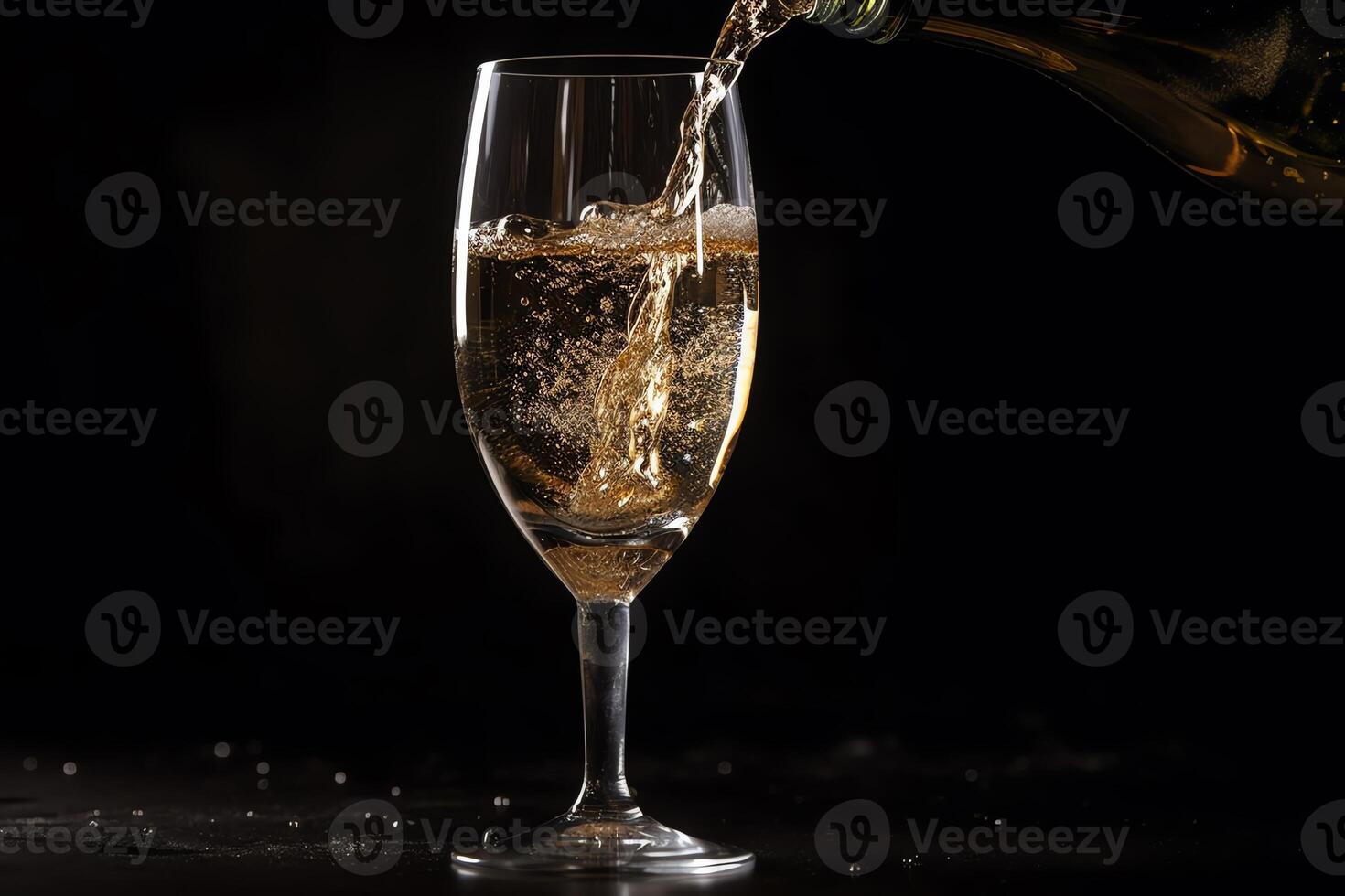 Champagne Poured In Glass. photo