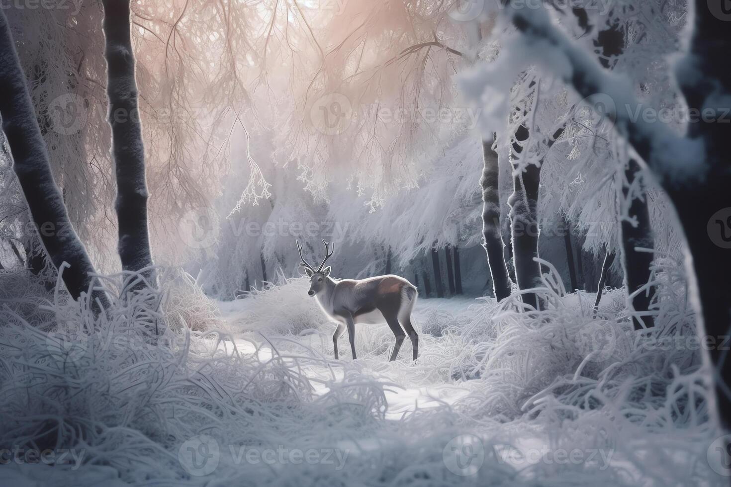 mágico reno perdido en Nevado bosque Navidad fiesta ai generado foto