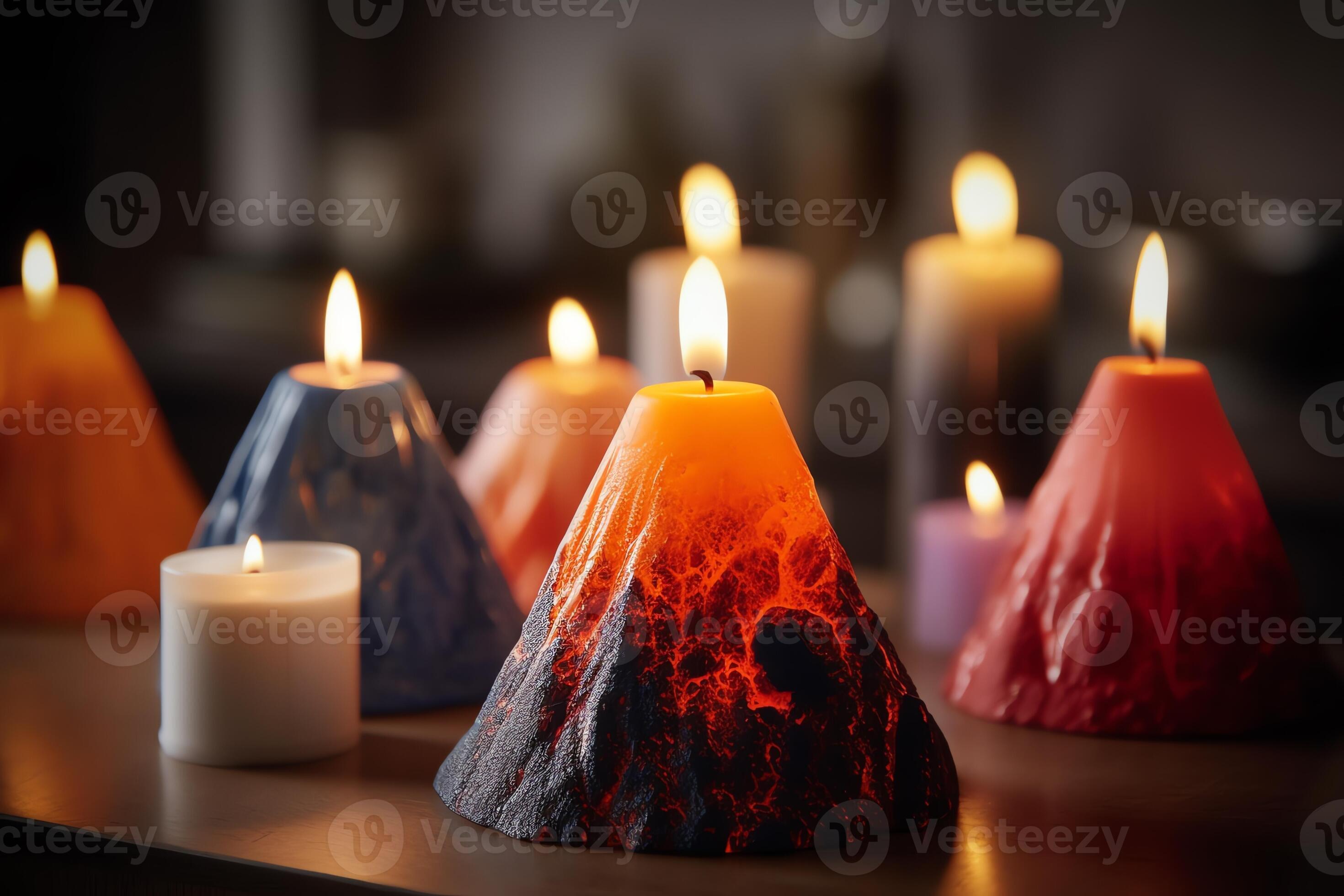 Volcano Shaped Scented Candles Are Lit AI Generated 23140082 Stock