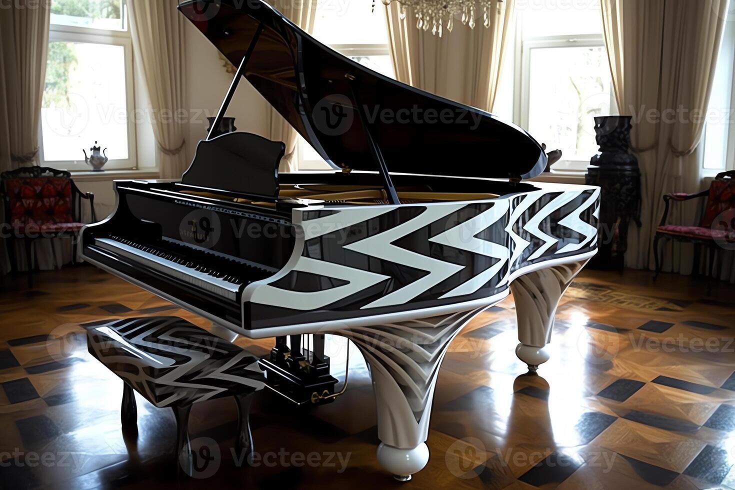 Succinct baby grand piano design. AI Generated photo