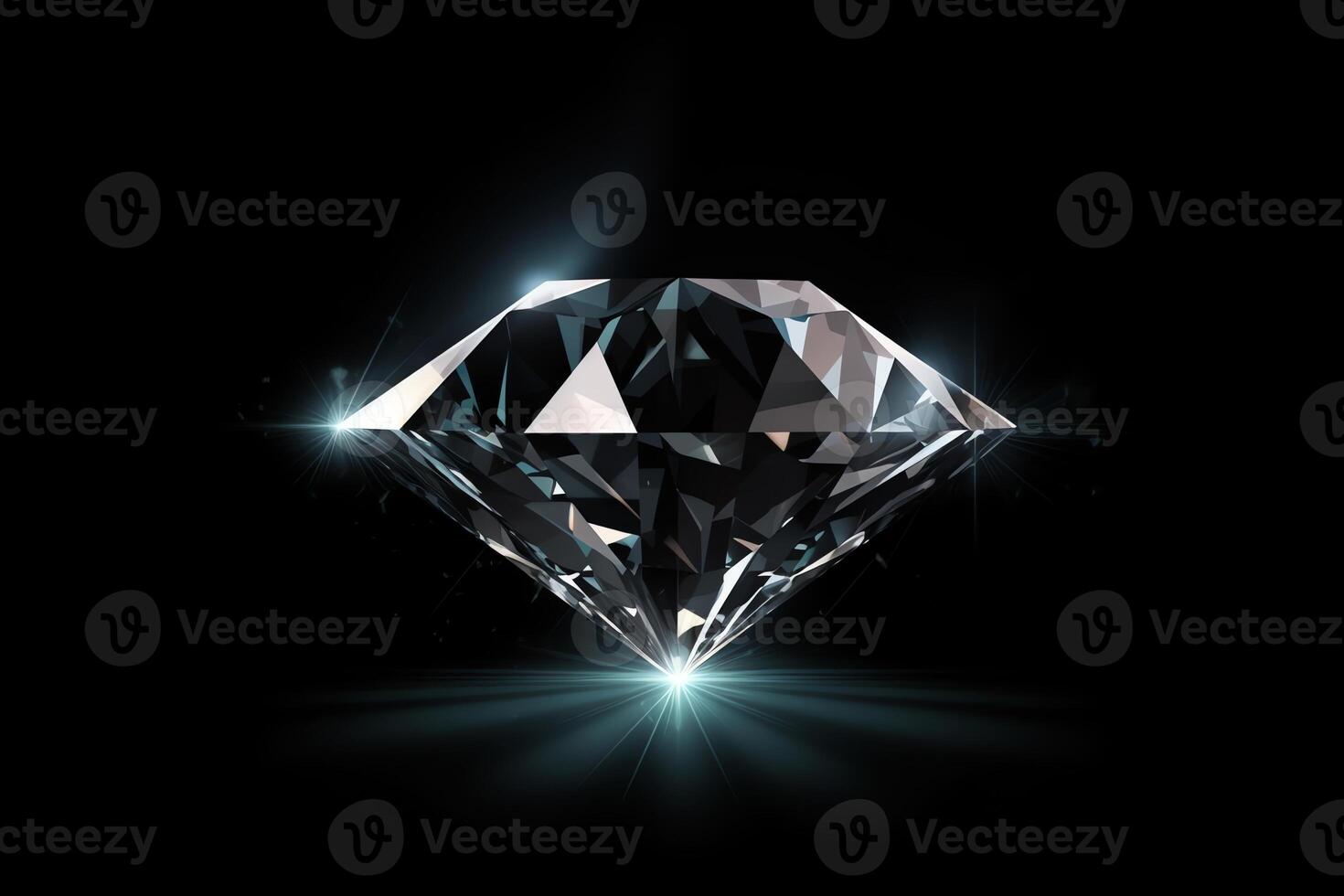 Shiny Diamond On Black Background Illustration photo