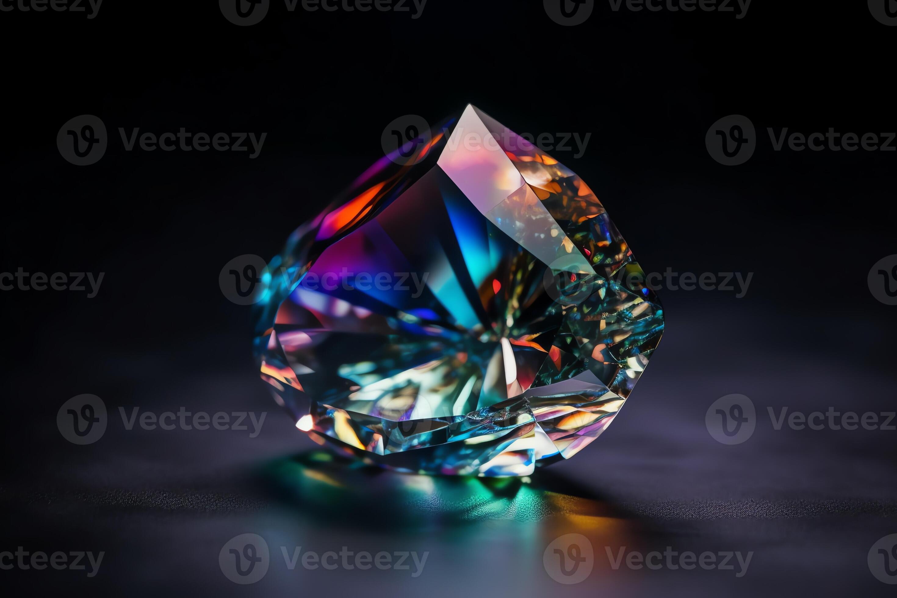 Colorful Crystal Gemstone Closeup On Iridescent Background AI Generated 