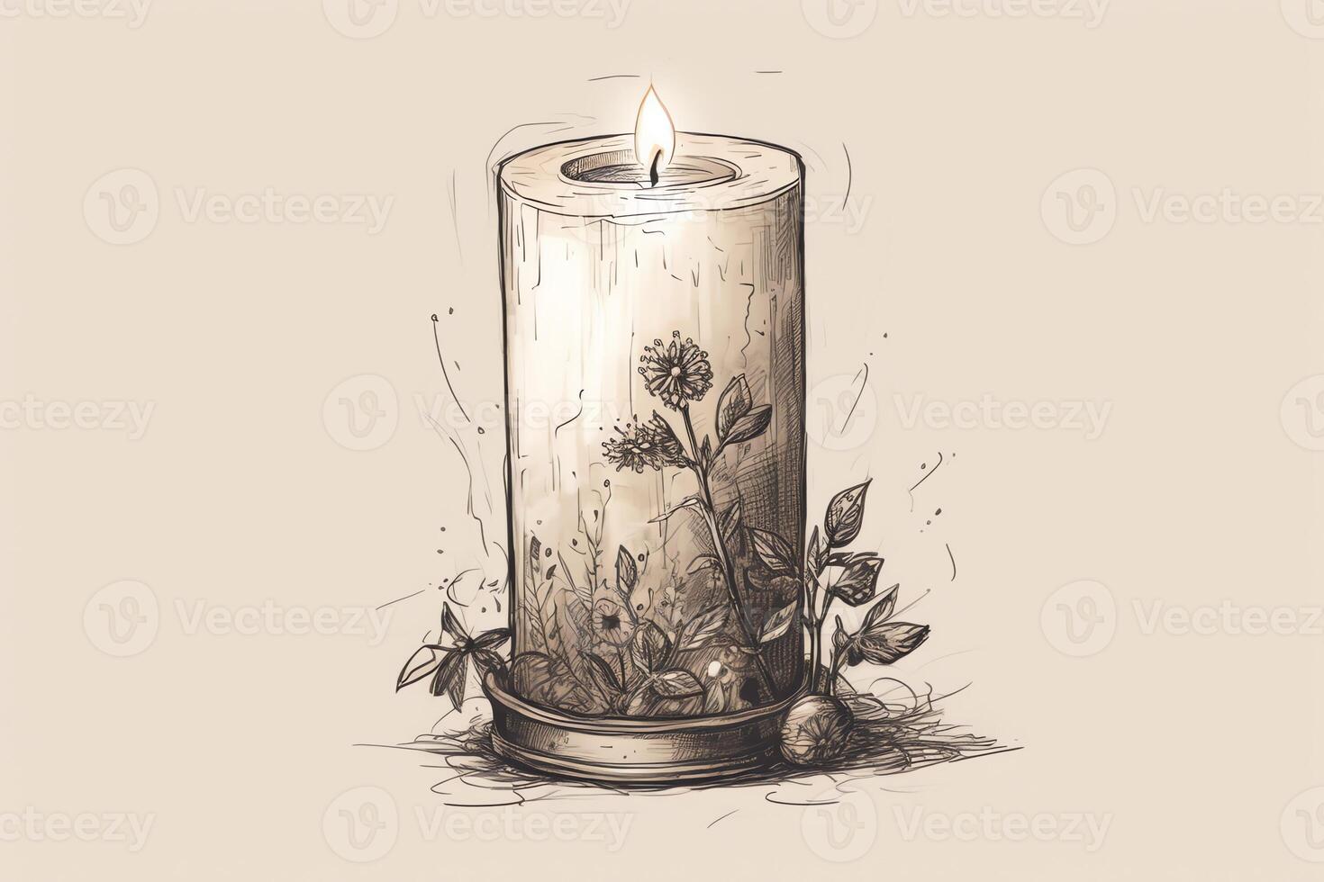 Illustrated Candle aesthetic photo