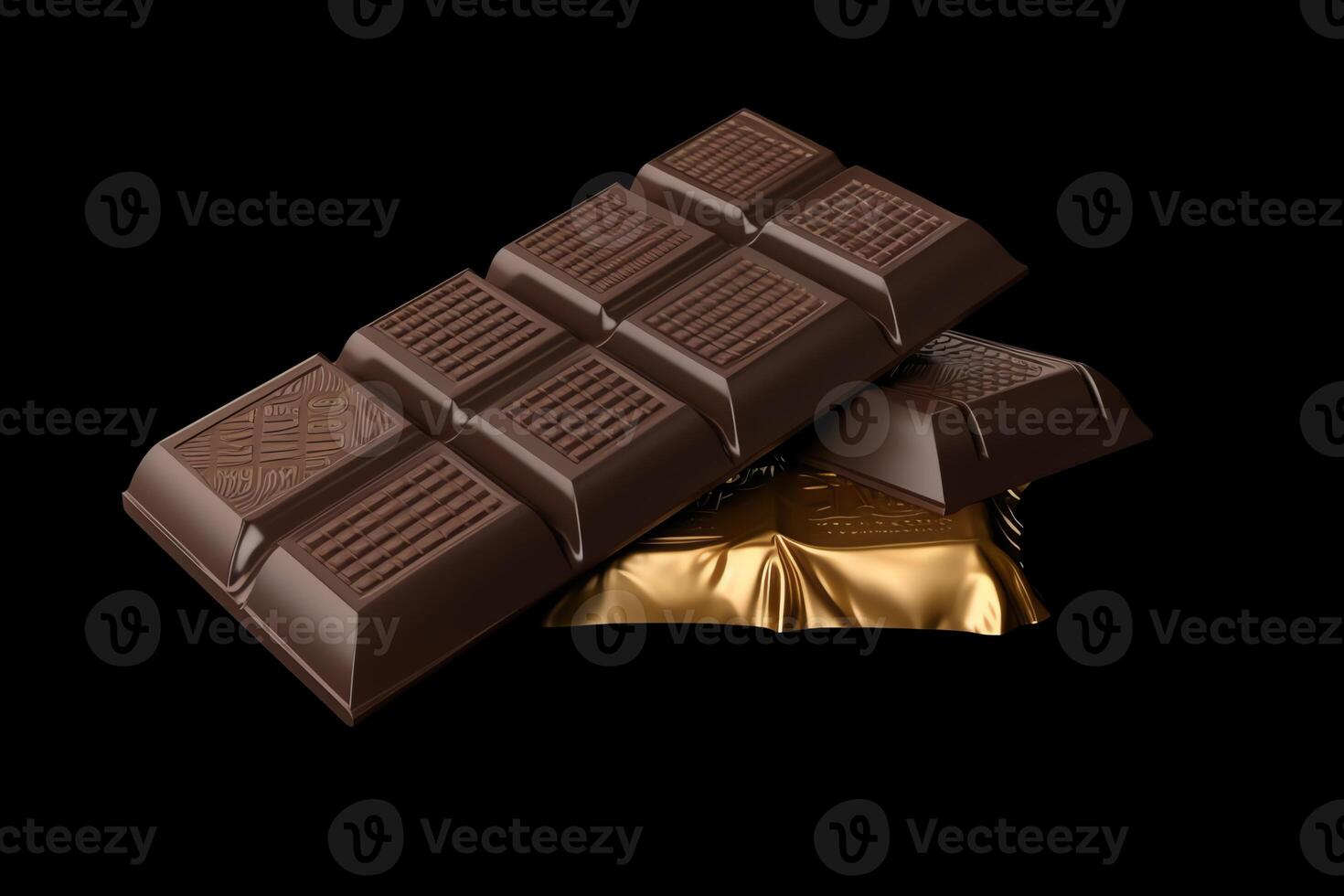 3d Rendering Of Chocolate Bar Packaging On White Background. photo