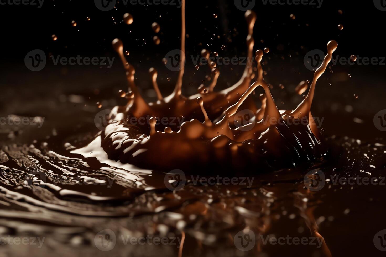 Glistening Cocoa Fluid Splashes. photo
