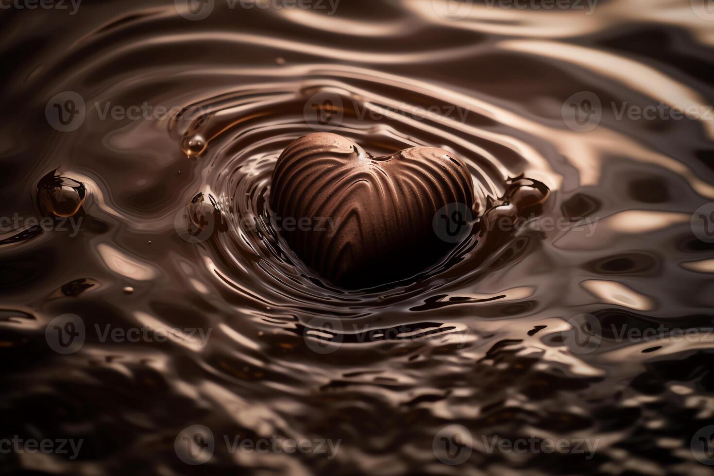 Chocolate Heart Emerging From Ripples. photo