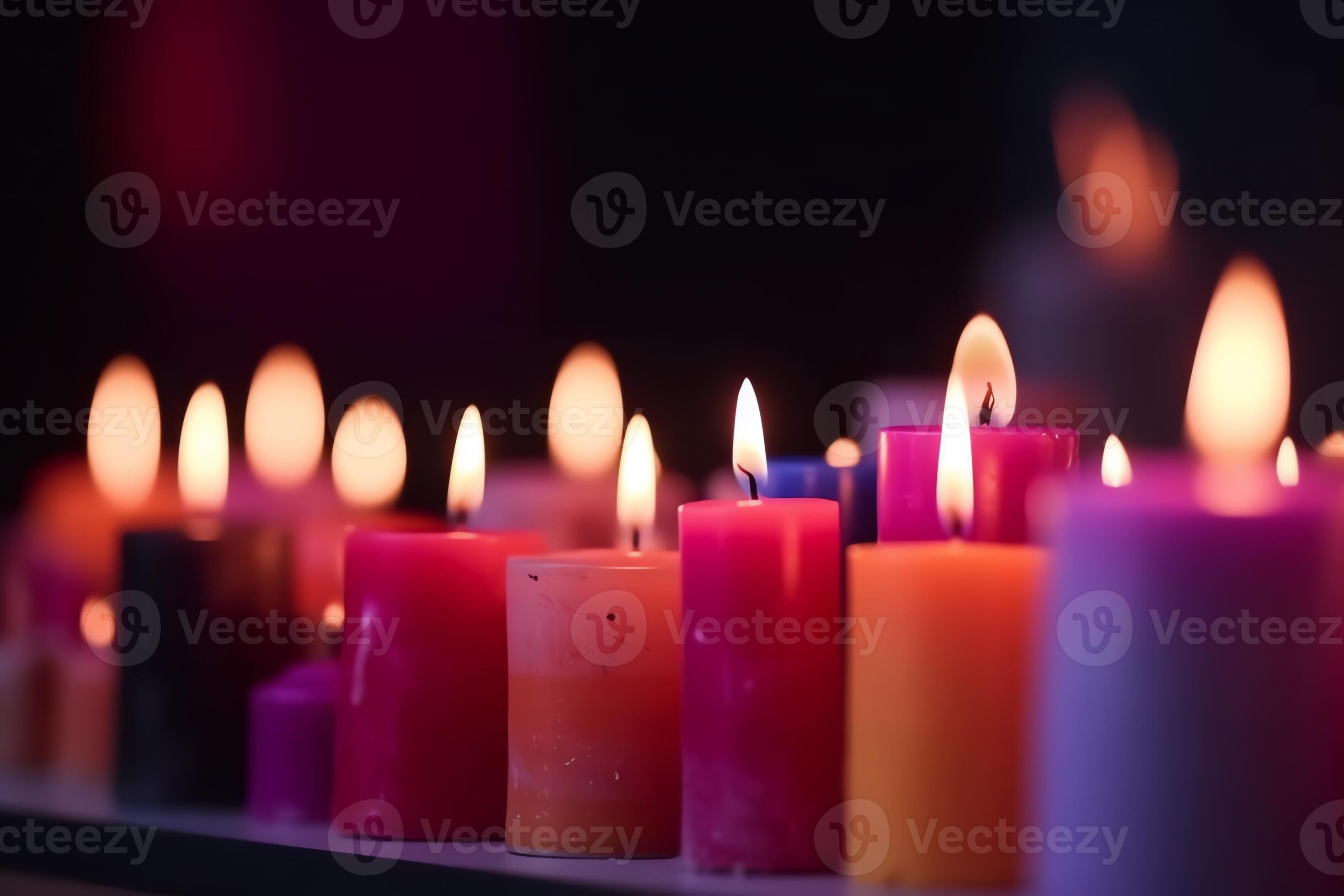 Advent Candles Burn Creating Abstract Defocused Lights AI Generated