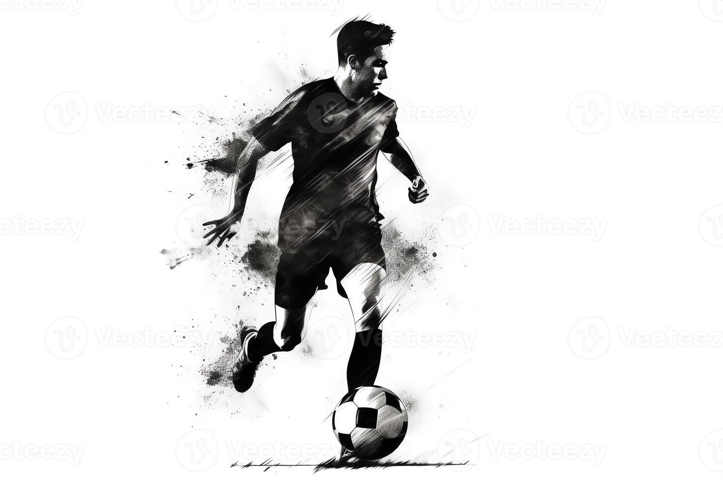 Hand drawn soccer silhouette of a football player. photo