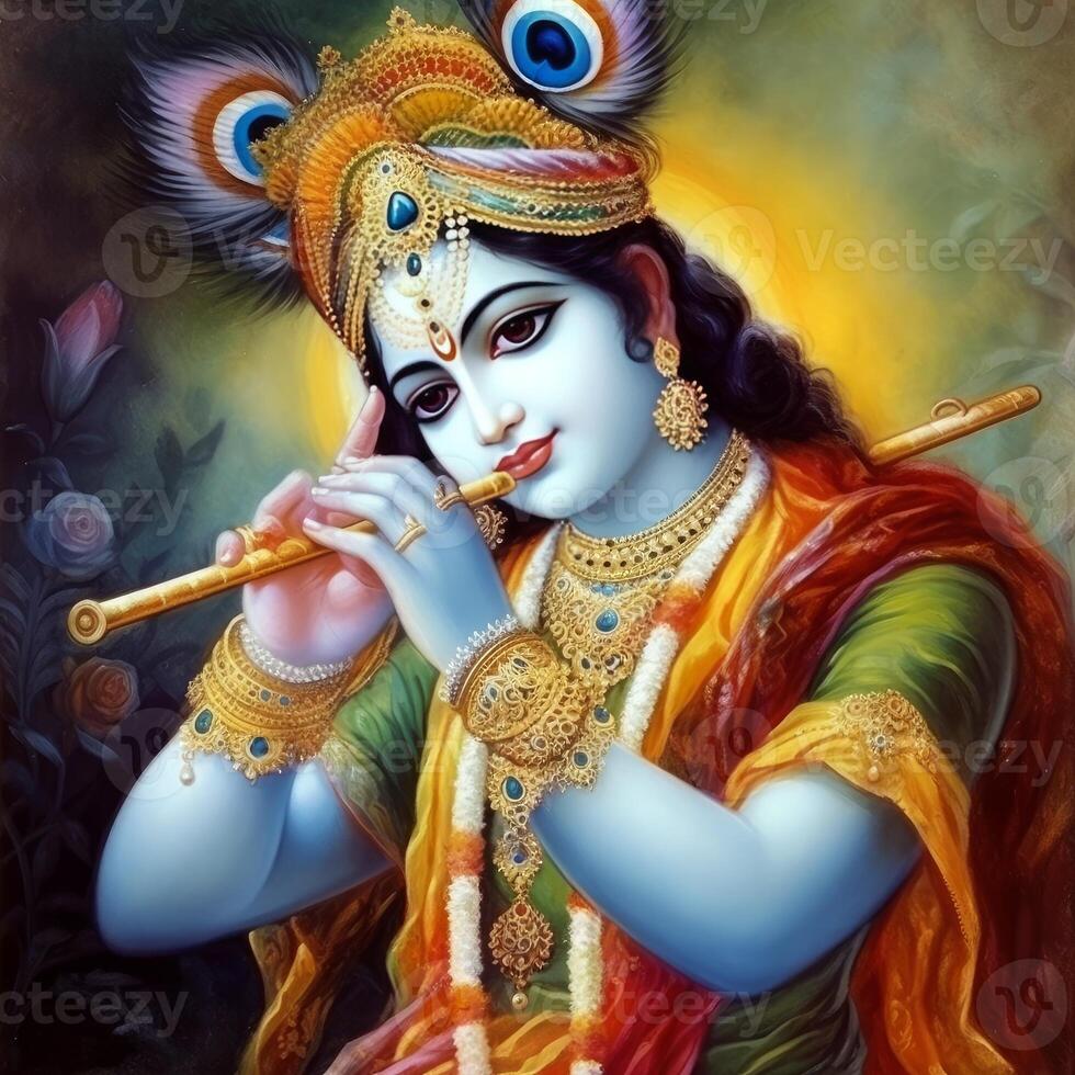Colorful image of God krishna photo