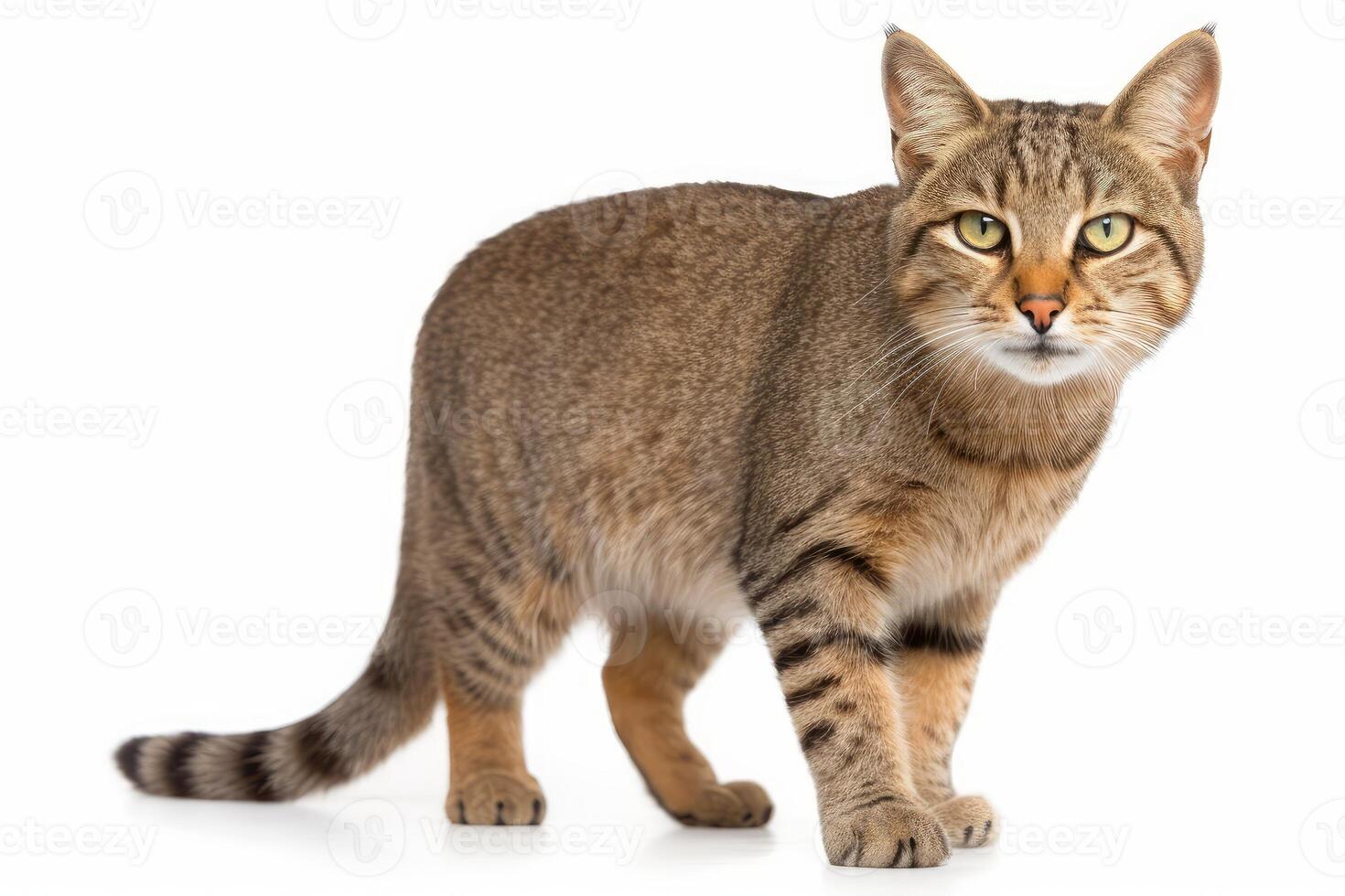 full body image of African wildcat isolated on white background photo