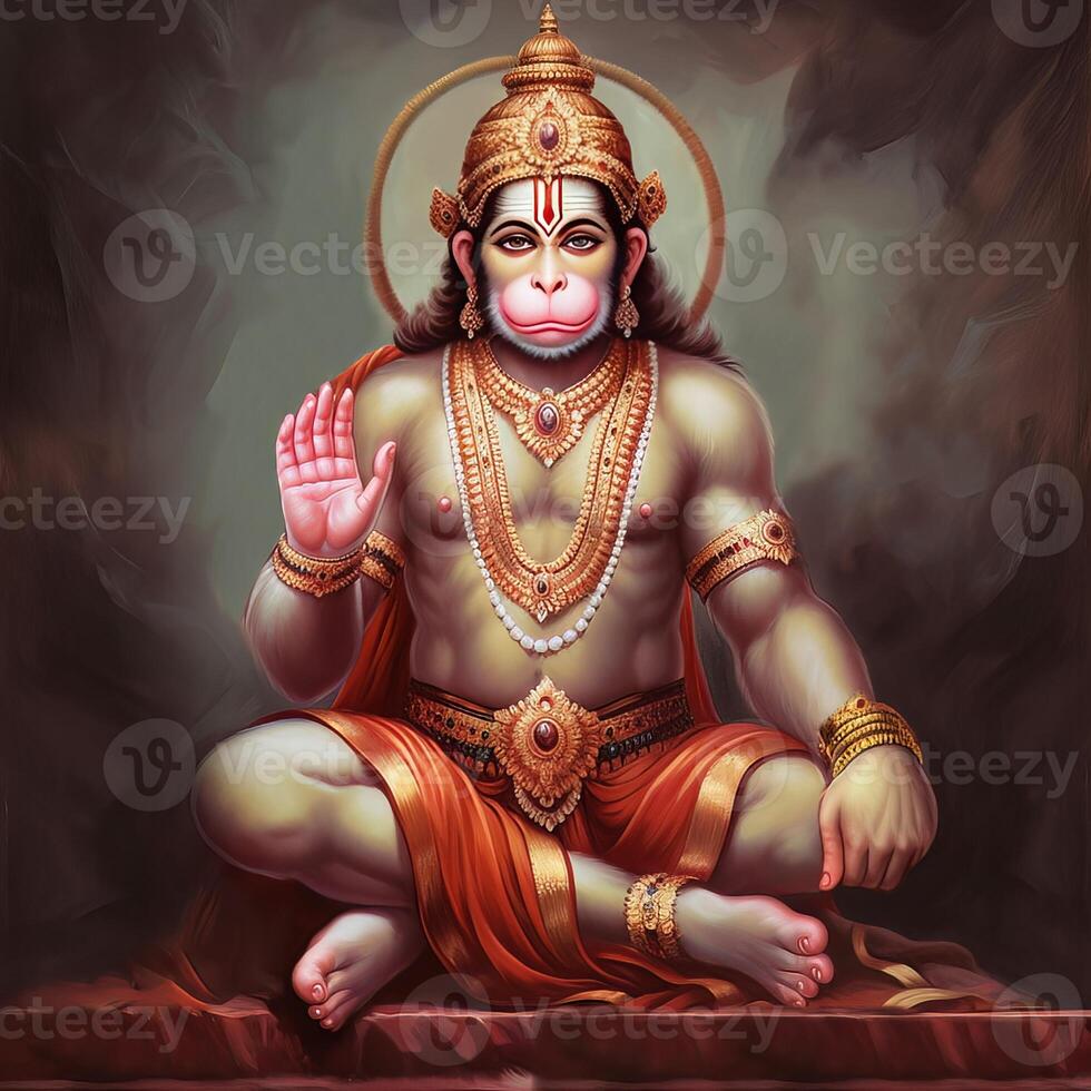 Hanuman Ji dando bendiciones fondo de pantalla hd generativo ai foto