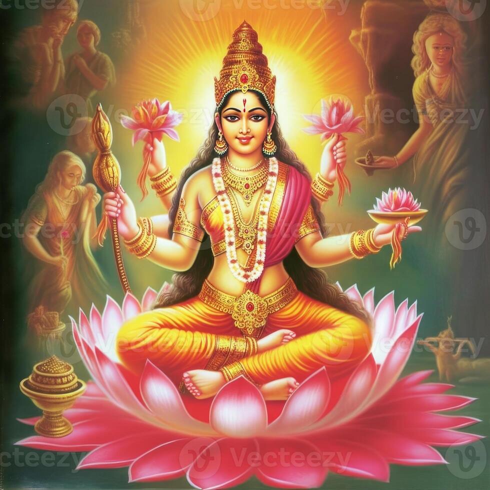 maha lakshmi imágenes descargar mah laxmi diosa en loto imágenes generativo ai foto